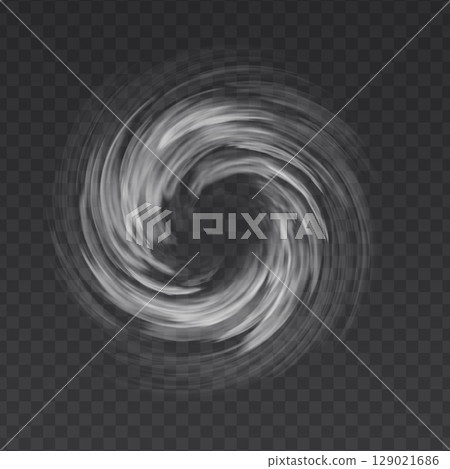 Air whit vortex vector effect isolated on transparent background. Circle wind flow swirl. 129021686