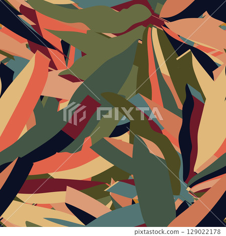 Hand drawn summer floral background. Botanical seamless pattern . Sketch drawing. Design for fashion , fabric, textile, wallpaper. Vector illustration 129022178