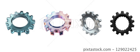 Colorful Gear Wheels Set. Industrial Design And Engineering Concept Collection Isolated On Transparent Background 129022425