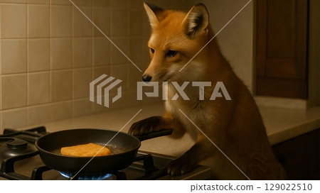 狐狸做飯！ ？炸豆腐金黃的瞬間 129022510
