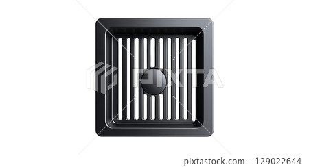 Square Black Kitchen Sink With Grate Design. Modern And Functional Kitchen Fixture Isolated On Transparent Background Square Black Kitchen Sink With Grate Design. Modern And Functional Kitchen Fixture Isolated On Transparent Background 129022644