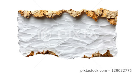 Crumpled Paper With Torn Edges. Texture And Design Element Isolated On Transparent Background Crumpled Paper With Torn Edges. Texture And Design Element Isolated On Transparent Background 129022775