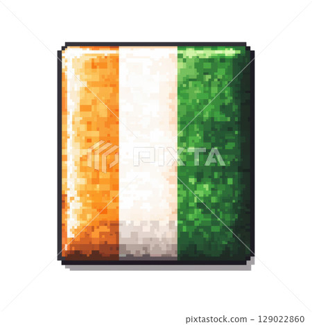 Pixelated Ivory Coast Flag Icon. Digital Representation Of National Symbol In Square Format Isolated On Transparent Background Pixelated Ivory Coast Flag Icon. Digital Representation Of National Symbol In Square Format Isolated On Transparent Background 129022860