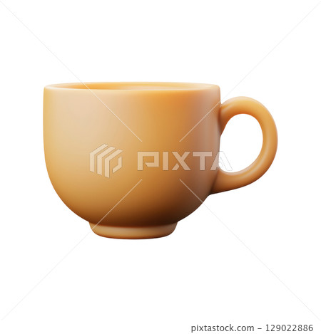 Ceramic Coffee Mug. Minimalist Design For Beverage Presentation Isolated On Transparent Background 129022886