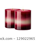 Two Red Gradient Candles With Flames. Elegant Home Decor And Aromatherapy Ambiance Isolated On Transparent Background 129022965