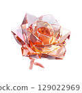Crystal Rose Sculpture. Symbol Of Elegance And Artistic Craftsmanship Isolated On Transparent Background 129022969