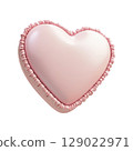 Heart-Shaped Pink Pillow With Ruffled Edges. Symbol Of Love And Comfort Isolated On Transparent Background 129022971
