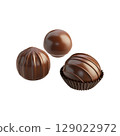 Assorted Chocolate Truffles. Gourmet Confectionery And Indulgent Treats Isolated On Transparent Background 129022972