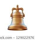 Golden Bell. Symbol Of Celebration, Alert, And Tradition Isolated On Transparent Background 129022976