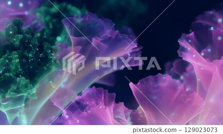 background dark neon floral lines 129023073