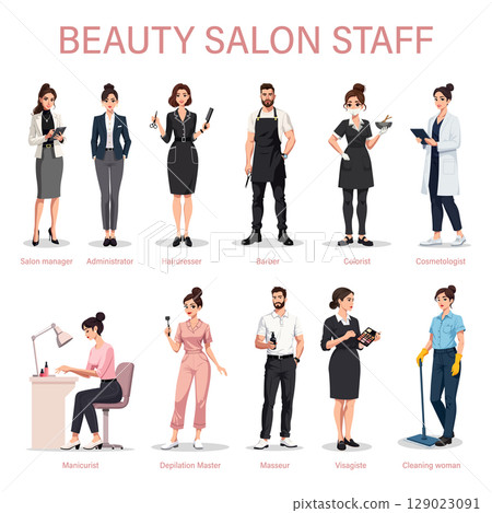 Beauty Salon Staff Profession Set 129023091