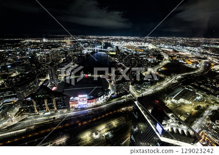 Melbourne Skyline at Night in Australia 129023242