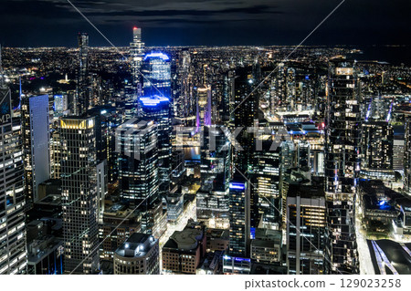 Melbourne Skyline at Night in Australia Melbourne Skyline at Night in Australia 129023258