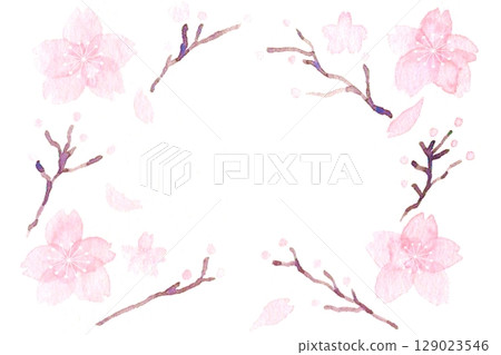 Watercolor cherry blossom frame Watercolor cherry blossom frame 129023546