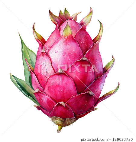 dragonfruit summer tropical fruits illustration Generative AI 129023750
