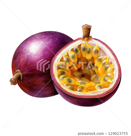 passionfruit summer tropical fruits illustration Generative AI 129023755