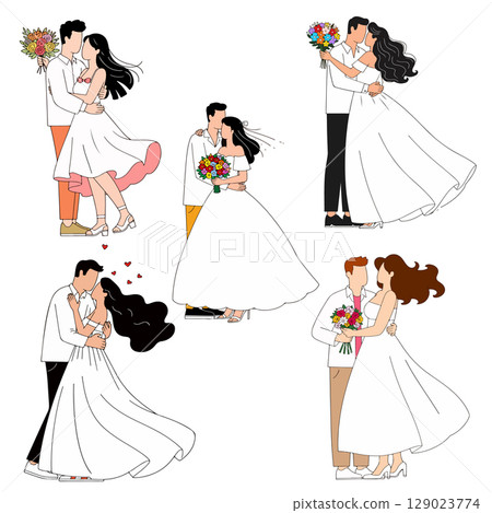 Diverse Wedding Couples Illustration Diverse Wedding Couples Illustration 129023774