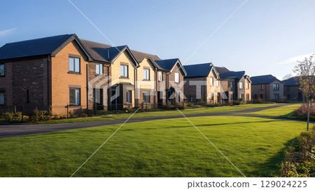 new modern homes in a residential development 129024225