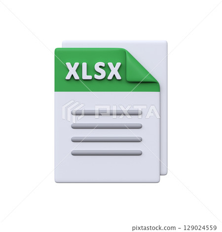 XLSX file, format, 3D icon. Spreadsheet document for data analysis, tables, and numerical calculations. 129024559