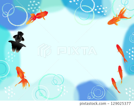 Summer image illustration frame with goldfish swimming 129025377