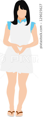 Illustration of a woman wearing summer clothes Illustration of a woman wearing summer clothes 129025627