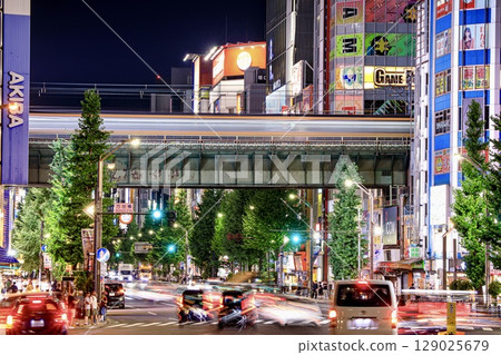 Night view of Akihabara Electric Town, Tokyo 129025679