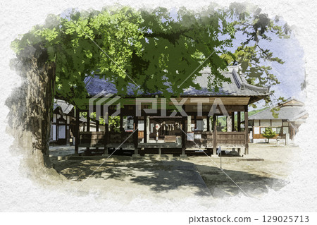 廣島縣福山市須佐能乎神社神樂堂的水彩畫 廣島縣福山市須佐能乎神社神樂堂的水彩畫 129025713