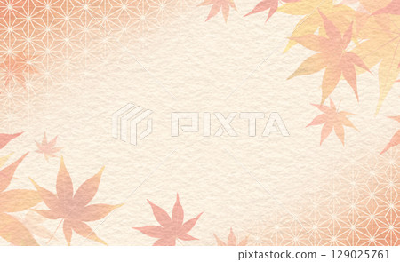 Autumn leaves, Japanese pattern, Japanese paper 129025761