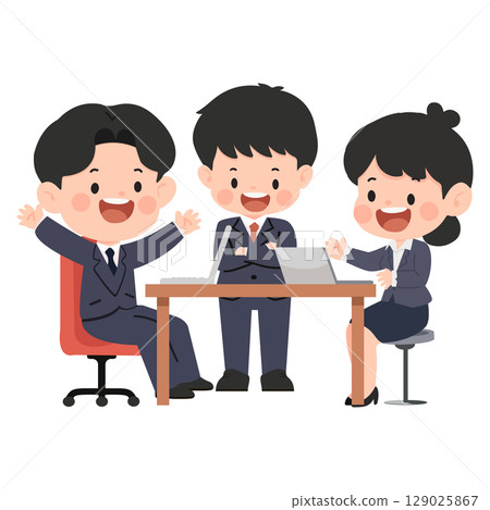 Cartoon Business Team Meeting at the Office 129025867