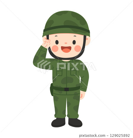 Cartoon Soldier Saluting Illustration Cartoon Soldier Saluting Illustration 129025892