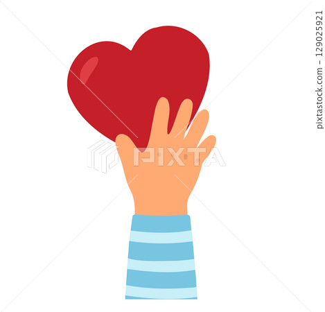 Cartoon Hand Holding Heart Illustration Cartoon Hand Holding Heart Illustration 129025921