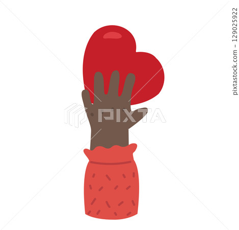 Hand Holding Heart Vector Graphic 129025922