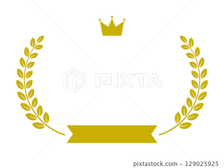 月桂花環金冠絲帶水平向量 129025925