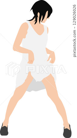Illustration of a woman wearing summer clothes 129026026