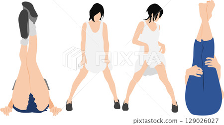 一個穿著夏天衣服的女人的插圖 一個穿著夏天衣服的女人的插圖 129026027