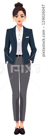 Businesswoman Standing Formal Attire Illustration Businesswoman Standing Formal Attire Illustration 129026047