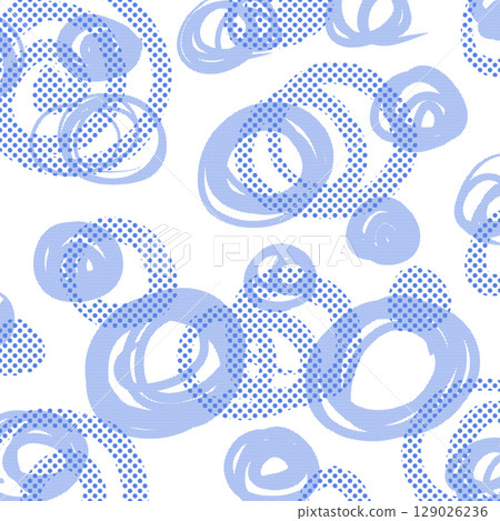 Blue halftone hand drawn W ring background illustration 129026236