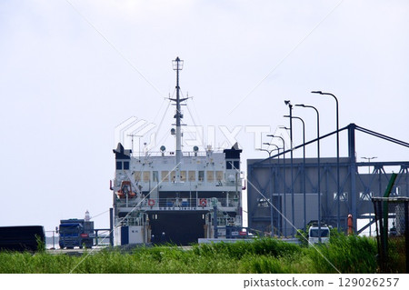 Ferry anchored at Wakkanai Port Ferry anchored at Wakkanai Port 129026257