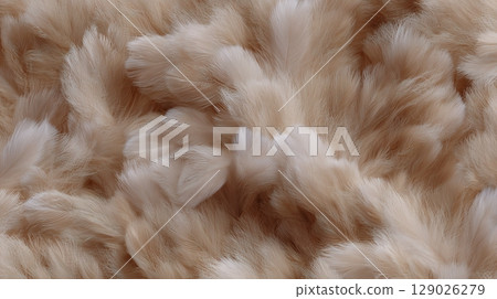 Beige texture of softly spreading owl feather pattern background material 129026279
