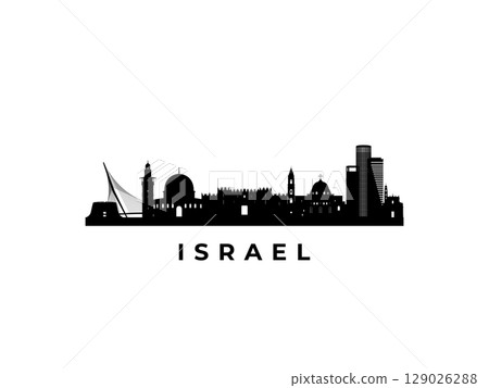 Vector Israel skyline. Travel Israel famous landmarks. Vector Israel skyline. Travel Israel famous landmarks. 129026288