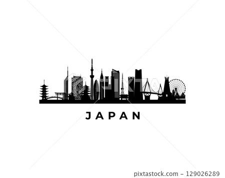Vector Japan skyline. Travel Japan famous landmarks.  Vector Japan skyline. Travel Japan famous landmarks.  129026289