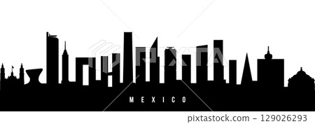 Vector silhouette illustration of Mexico City urban skyline. 129026293
