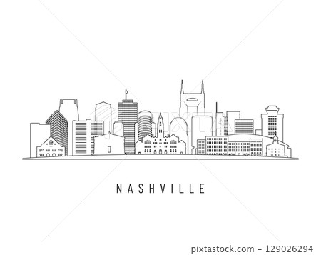 Detailed Nashville skyline vector illustration. 129026294