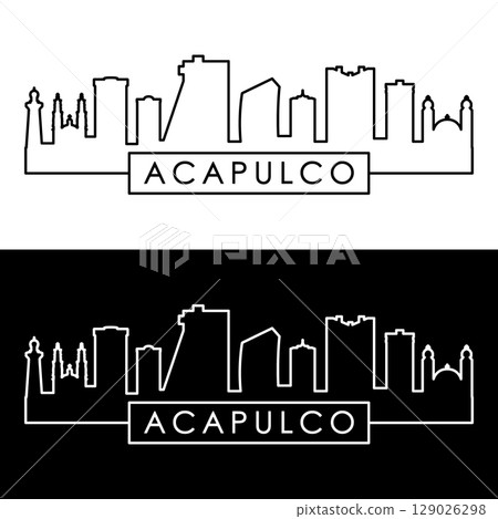 Acapulco skyline. Linear style.  129026298