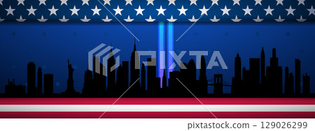 Silhouette of New York City skyline 129026299