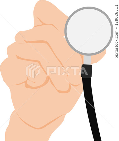 一隻手使用聽診器的圖示 一隻手使用聽診器的圖示 129026311