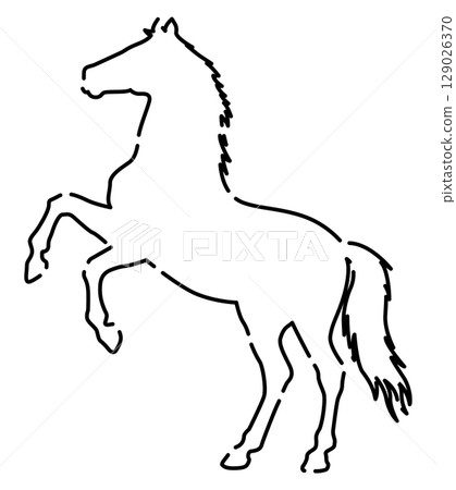 馬的輪廓插圖素材,時尚,白色 馬的輪廓插圖素材,時尚,白色 129026370