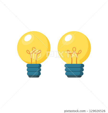 Golf ball Edison or filament light bulb with bases. Vector cartoon illustration Golf ball Edison or filament light bulb with bases. Vector cartoon illustration 129026526