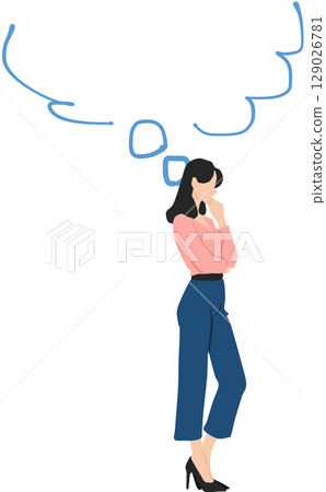 Illustration of a woman thinking 129026781