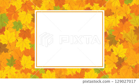 Stylish watercolor autumn leaves background material, 16:9 size, AI-generated material 129027017